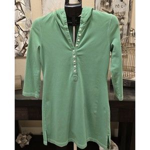 Green J. Crew henley Hoodie Dress Very Soft Size SMALL